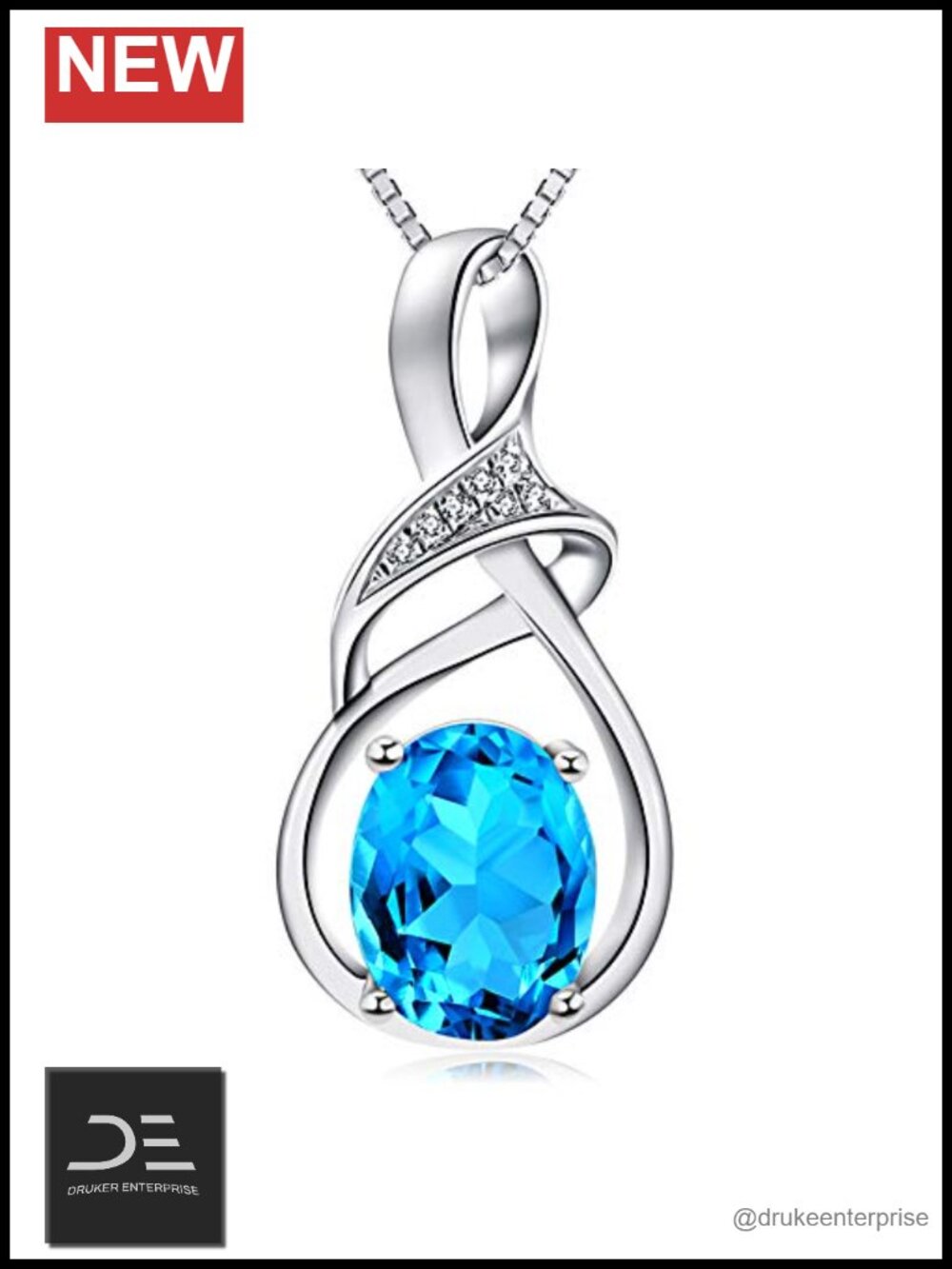 Natural Gemstone Pendant Necklace Sterling Silver Birthstone Gift